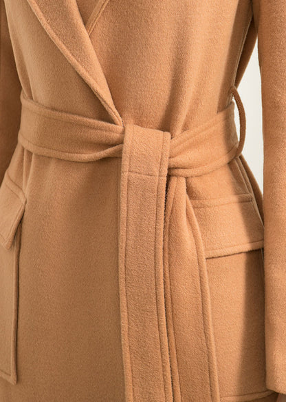 Camel Wool Maxi Coat - Handmade Fit and Flare with Belt 2959