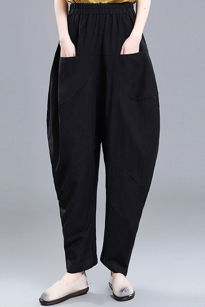 New Vintage Inspired High Waist Casual Linen Pants 3666