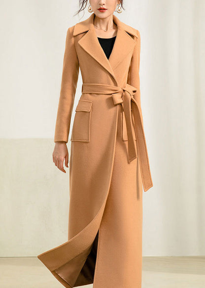 Camel Wool Maxi Coat - Handmade Fit and Flare with Belt 2959