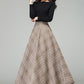 Long A-Line Plaid Wool Skirt 3926