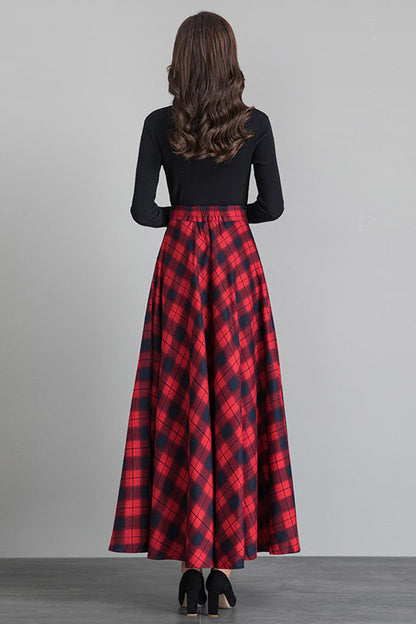 Spring Autumn Cotton Plaid Skirt 4105