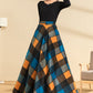 Long Casual Plaid Wool Skirt 3948