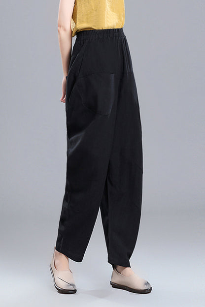 New Vintage Inspired High Waist Casual Linen Pants 3666