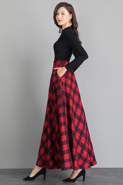 Spring Autumn Cotton Plaid Skirt 4105