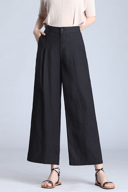 Fashion Casual Women Linen Wide Leg Pants 3526