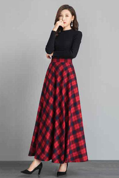 Spring Autumn Cotton Plaid Skirt 4105