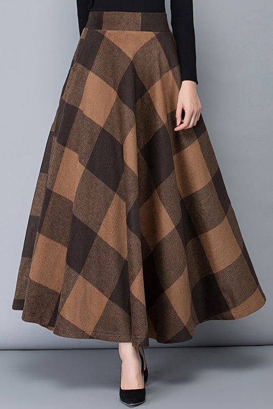 Autumn Vintage Inspired Plaid Wool Skirt 3782
