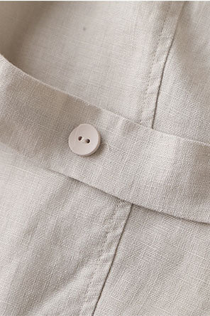 Beige Linen Sleeveless Vest - Casual Loose Fit 3599