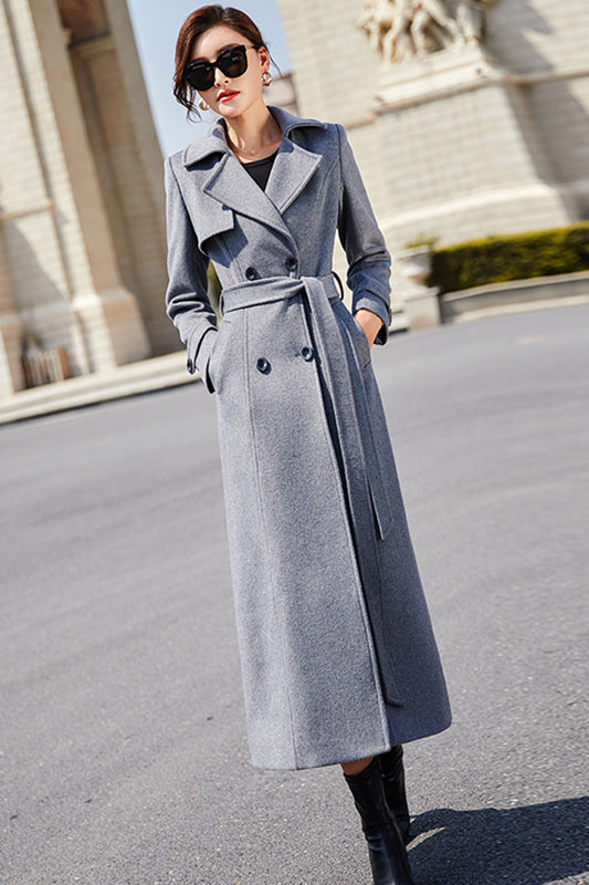 Winter Gray long wool coat 3195