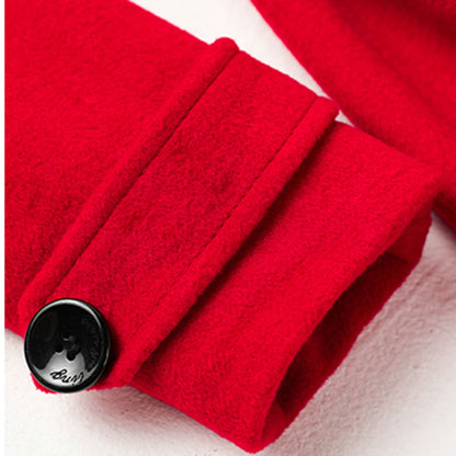Red Wool Maxi Coat - Double Breasted with Tie Belt Waist 3194