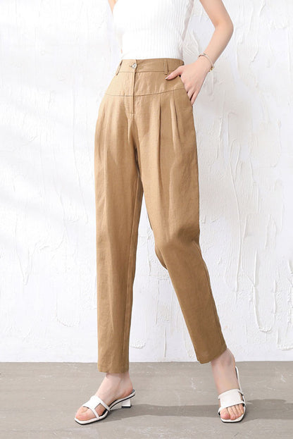 Black Linen Pants - Loose Fit with Elastic Waist 3521