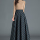 50s Women Midi Plaid Wool Skirt 3808