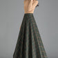 Green Plaid A-Line Wool Skirt 3793