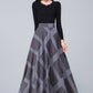 High Waist Plaid Linen Skirt 4113