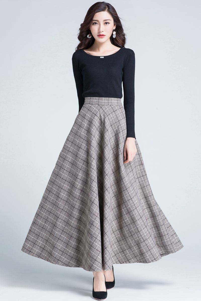Women Swing Maxi Wool Skirt 3936
