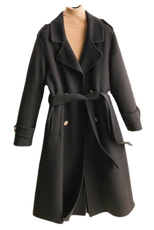 Autumn Winter Long Double-breasted Wool Coat 3773