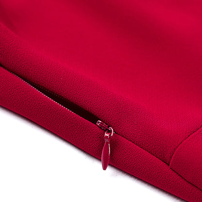 Red Polyester Maxi Dress - Fit and Flare V-Neck Silhouette 3198