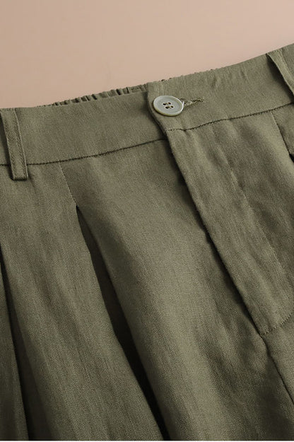 Women’s Linen Palazzo Pants – Casual Wide Leg Pants with Pockets, Plus Size 3524