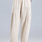 Spring Summer Vintage Inspired High Waist Linen Pants 3667