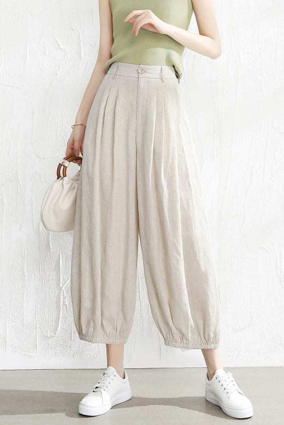 Summer Thin Women Fashion Linen Pants 3529