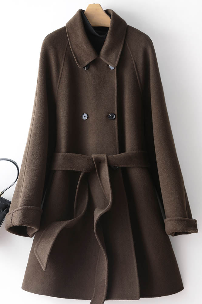 Women's Loose Long Winter Pure Color Wool Coat 3765