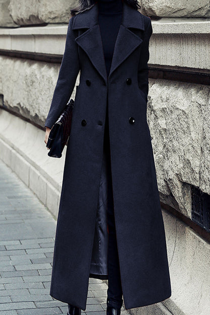Retro Navy blue wool coat  3191