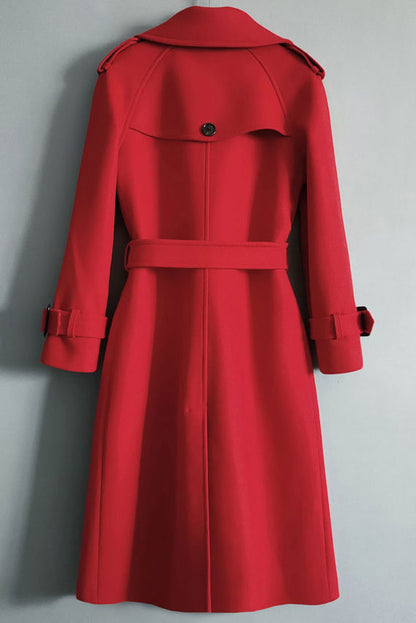 Camel Wool Coat - Double Breasted Belted Straight Silhouette 2840