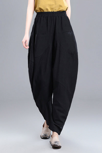 New Vintage Inspired High Waist Casual Linen Pants 3666