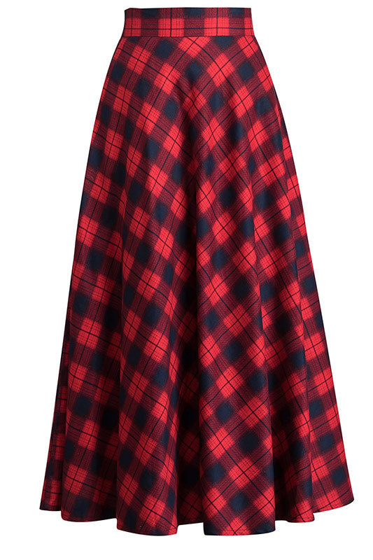Spring Autumn Cotton Plaid Skirt 4105