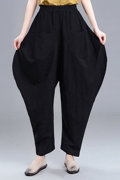 New Vintage Inspired High Waist Casual Linen Pants 3666