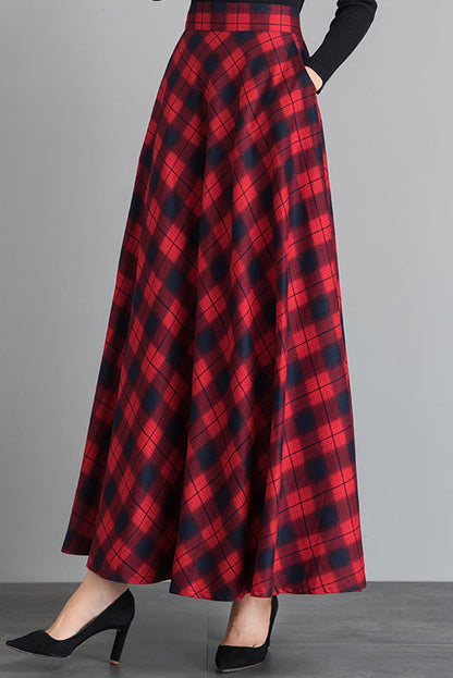 Spring Autumn Cotton Plaid Skirt 4105