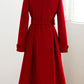 Red Belt Long Wool Coat 3737