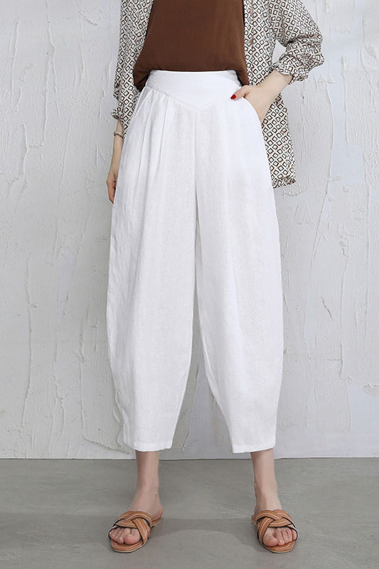 Linen Wide Leg Women Casual Loose Pants 3514