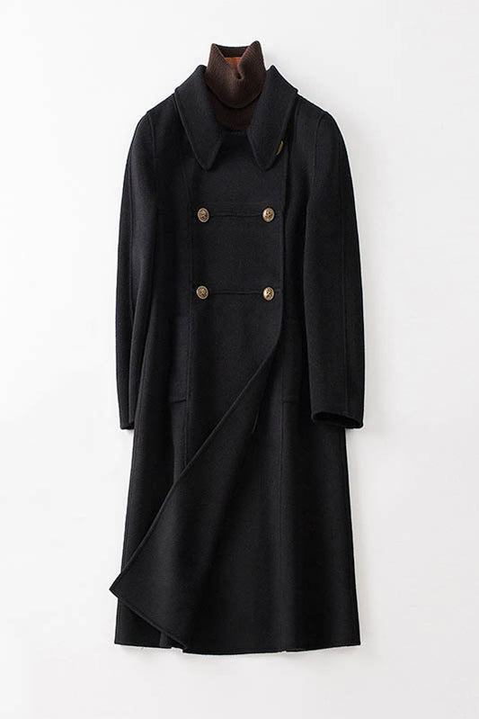Simple Women Wool Autumn Winter Long Coat 3747