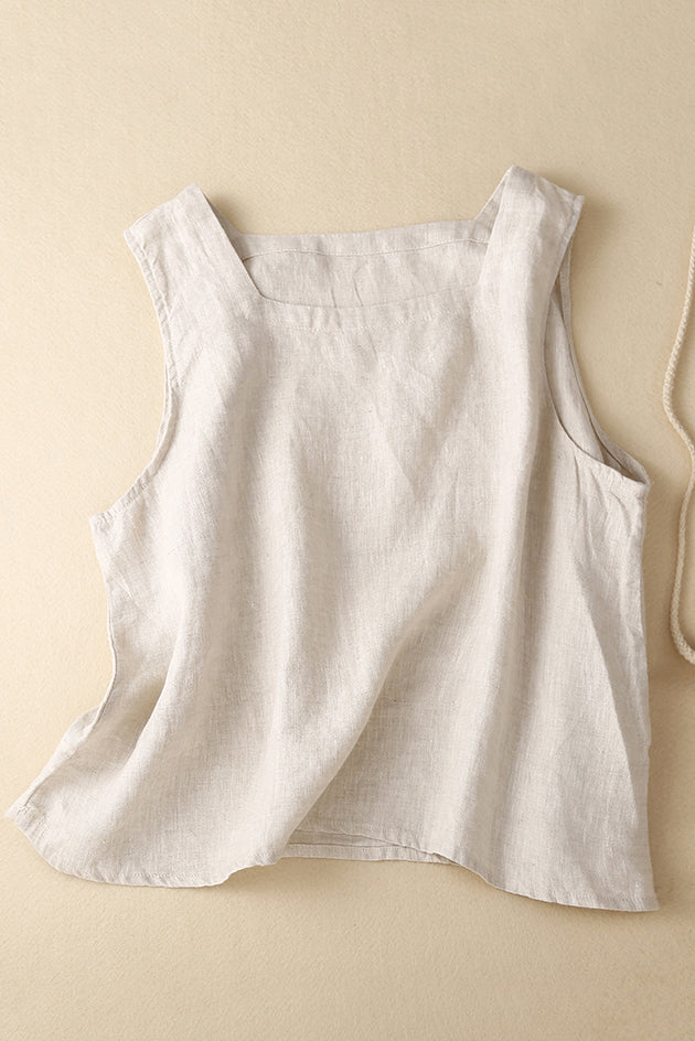 Women Summer Loose Plus Size Linen Sleeveless Vest 3644