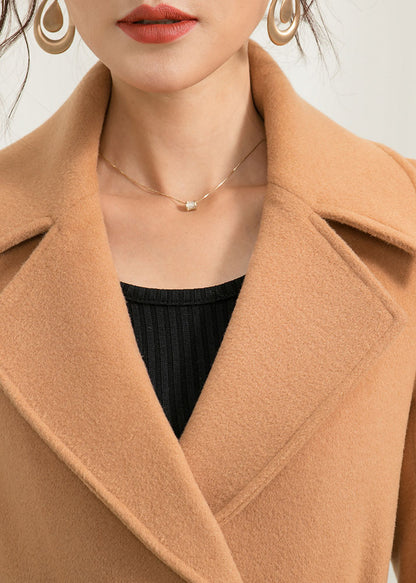 Camel Wool Maxi Coat - Handmade Fit and Flare with Belt 2959
