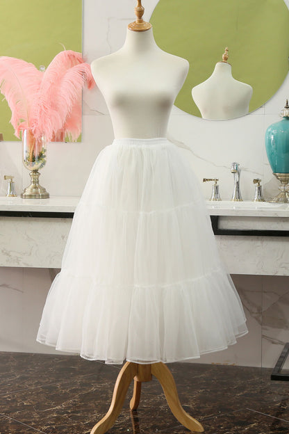 White Petticoat Skirt – Layered Tulle Underskirt for Vintage Dresses 3398