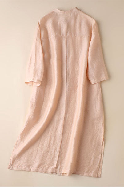 New Loose Linen Thin Women Long Shirt Dress 3602