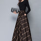 High Waist A-Line Plaid Wool Skirt 3792