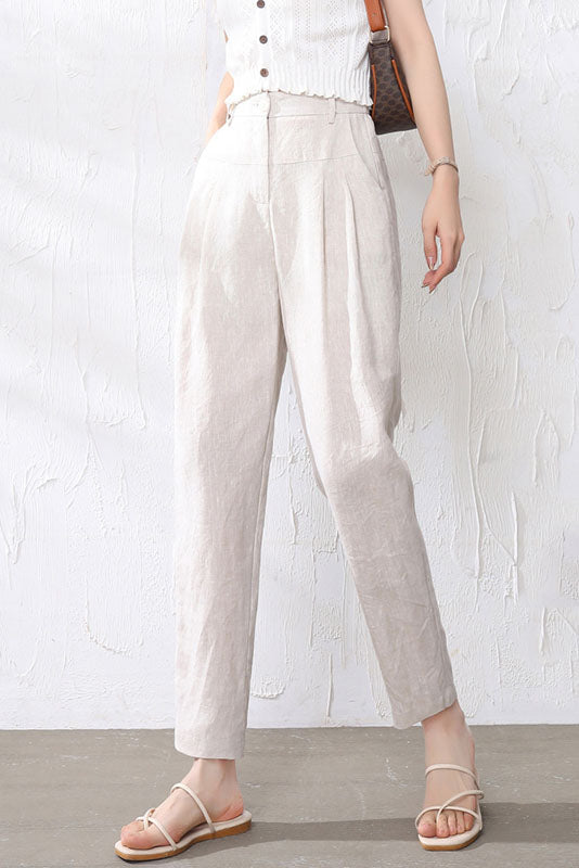 Loose Cotton Linen Women Casual Pants 3521