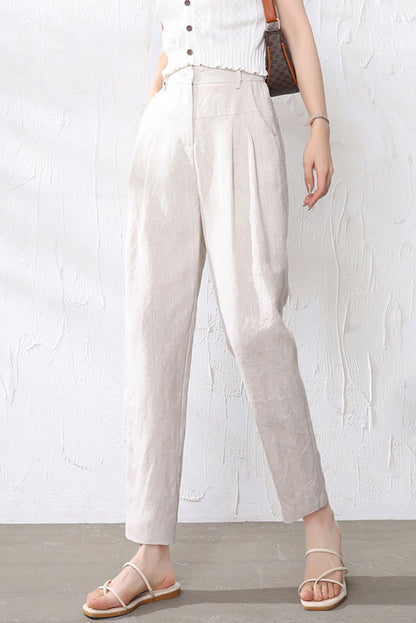 Black Linen Pants - Loose Fit with Elastic Waist 3521