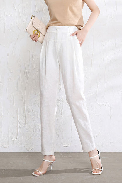 Black Linen Pants - Loose Fit with Elastic Waist 3521