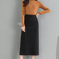Women Black Long Wrap Skirt 4093