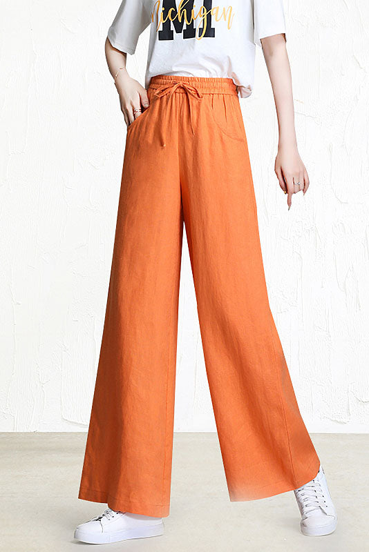 Women Loose Cotton Linen Wide Leg Pants 3518