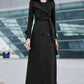 Black Double Breasted Wool Coat 3988