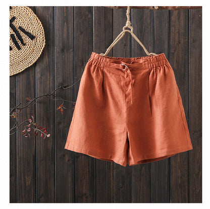 Linen Cotton Women Shorts - Wide Leg Elastic Waist | Xiaolizi 2814