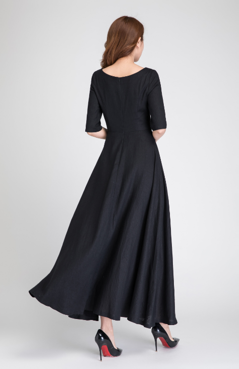 prom dress long, black linen dress, formal dress, maxi dress black, pr Xiaolizi prom dress long, black linen dress, formal dress, maxi dress black, pr Xiaolizi