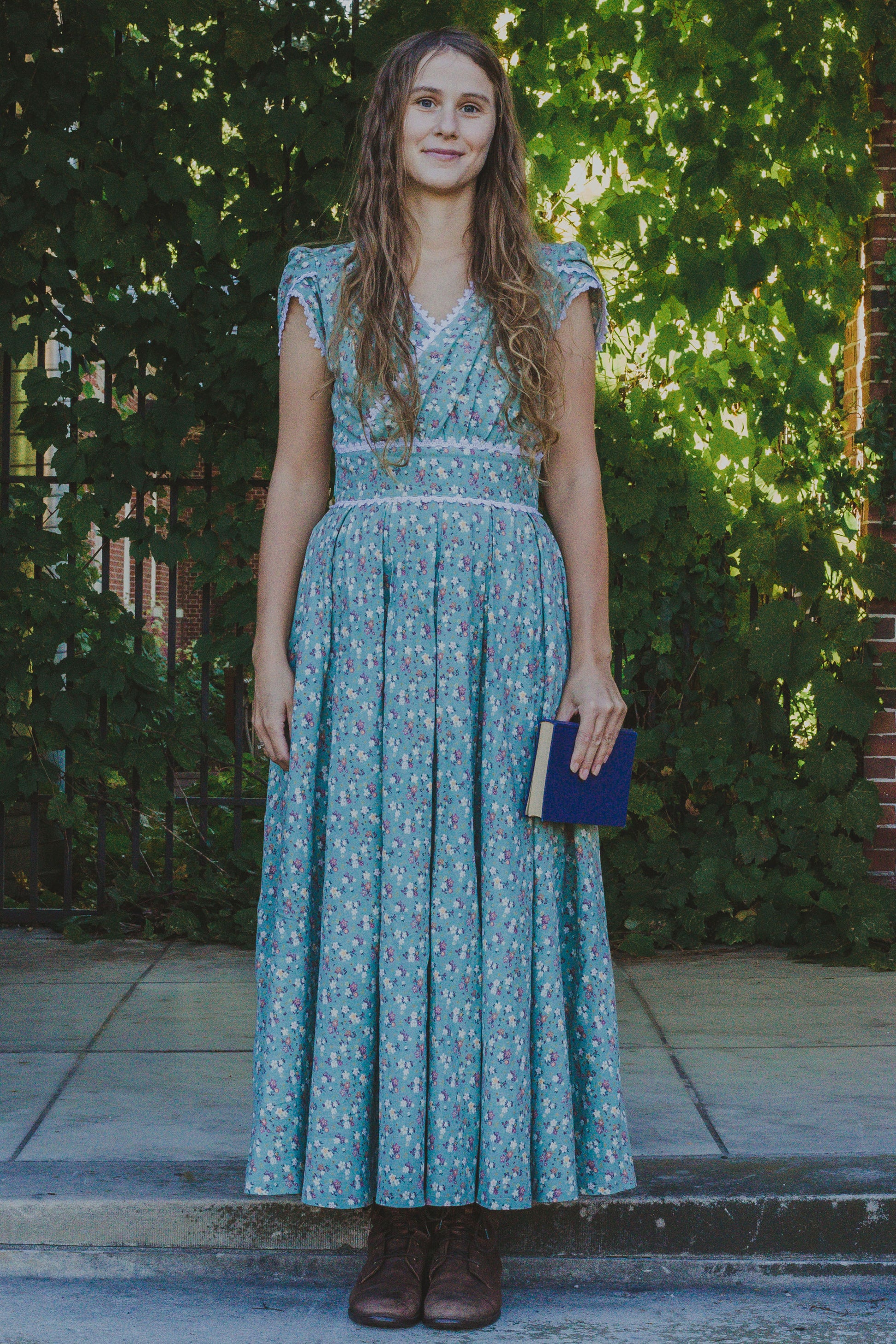 Floral Empire Waist Linen Dress 2411 Xiaolizi Floral Empire Waist Linen Dress 2411 Xiaolizi