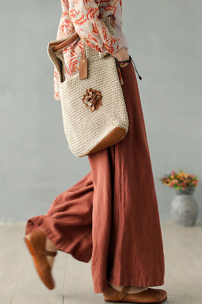 Women Causal Palalzzo Linen Pants 2865