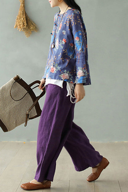 Women Causal Palalzzo Linen Pants 2865